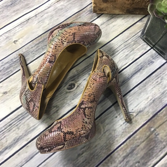 BCBGeneration Pink Snakeskin Platform Heels - Picture 6 of 6